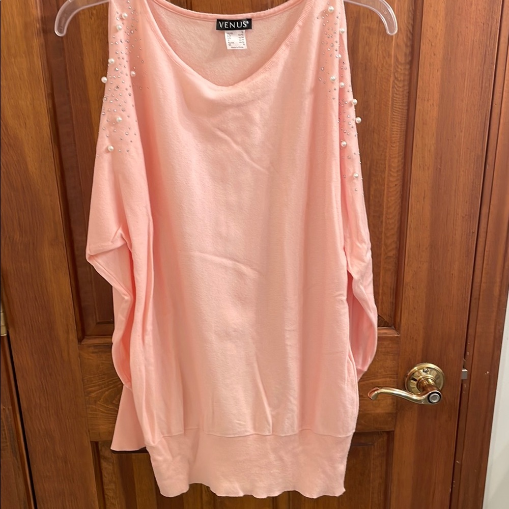 VENUS Light Pink Embellished Blouse